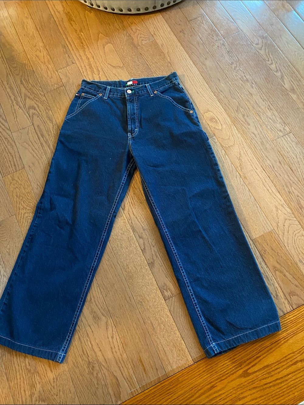 Vintage Tommy Hilfiger Men's Dark Blue Bootcut Jeans